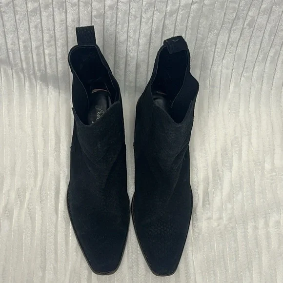 Free People Benson chelsea boot black western ankle heeled snake leather - Picture 3 of 12